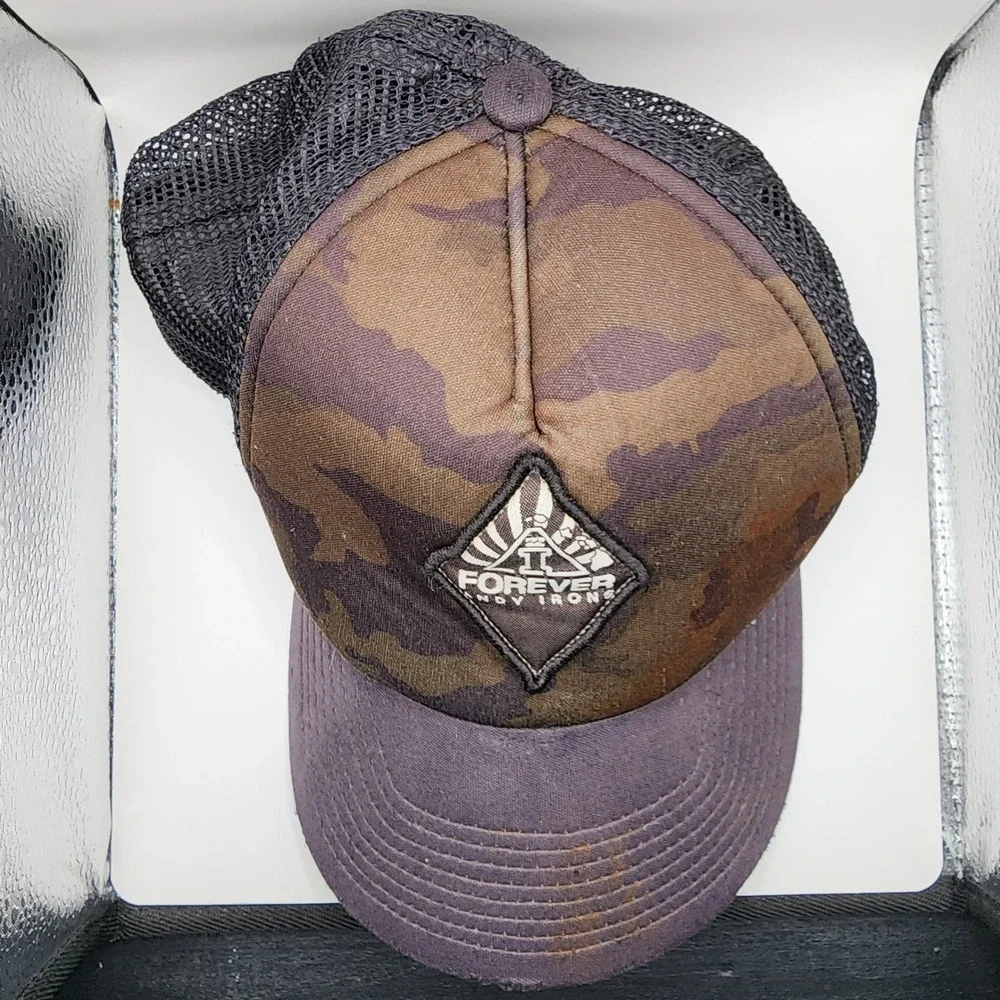 Billabong Forever Andy Irons Camo Trucker Hat Mens Snapback Mesh Cap Brown Black